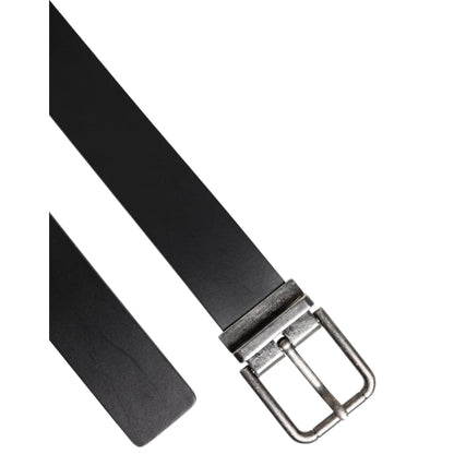 Dolce & Gabbana Black Classic Leather Metal Buckle Belt