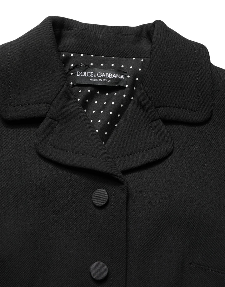 Dolce &amp; Gabbana Blouses - Women’s Black Collared Short Sleeves Cropped Blouse Top