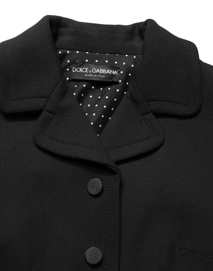 Dolce &amp; Gabbana Black Collared Short Sleeves Cropped Blouse Top