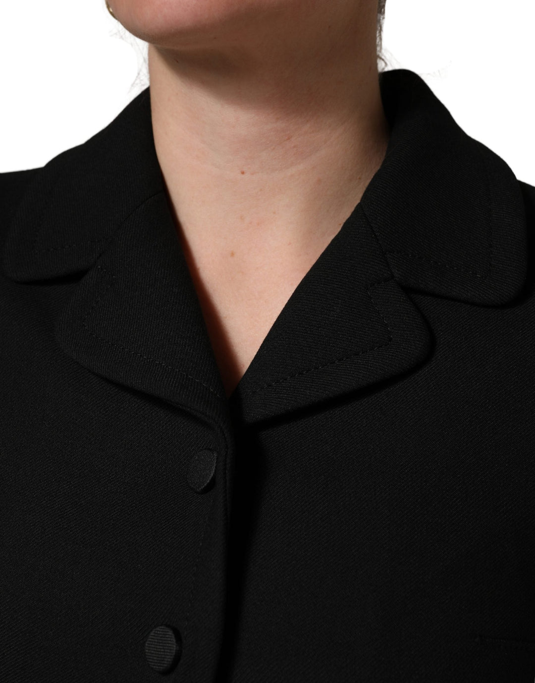 Dolce &amp; Gabbana Blouses - Women’s Black Collared Short Sleeves Cropped Blouse Top