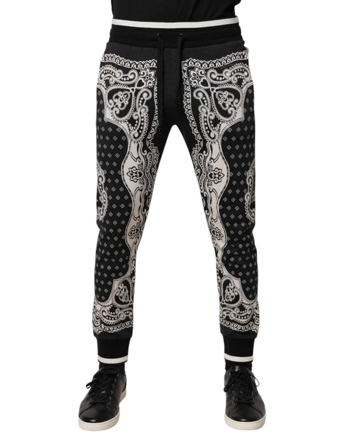 Dolce &amp; Gabbana Black Cotton Bandana Jogger Sweatpants Pants