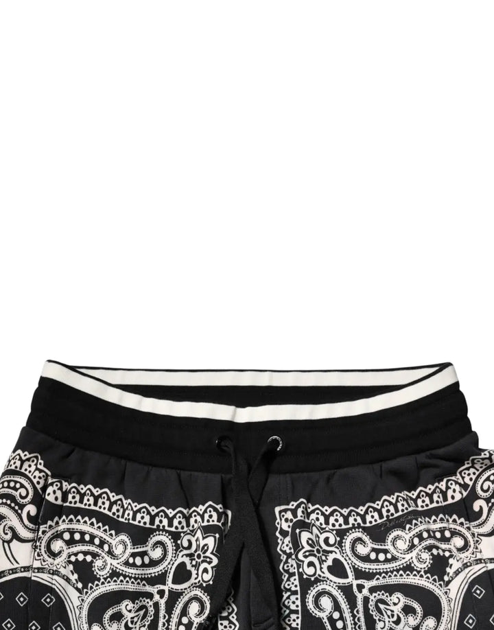 Dolce &amp; Gabbana Black Cotton Bandana Jogger Sweatpants Pants