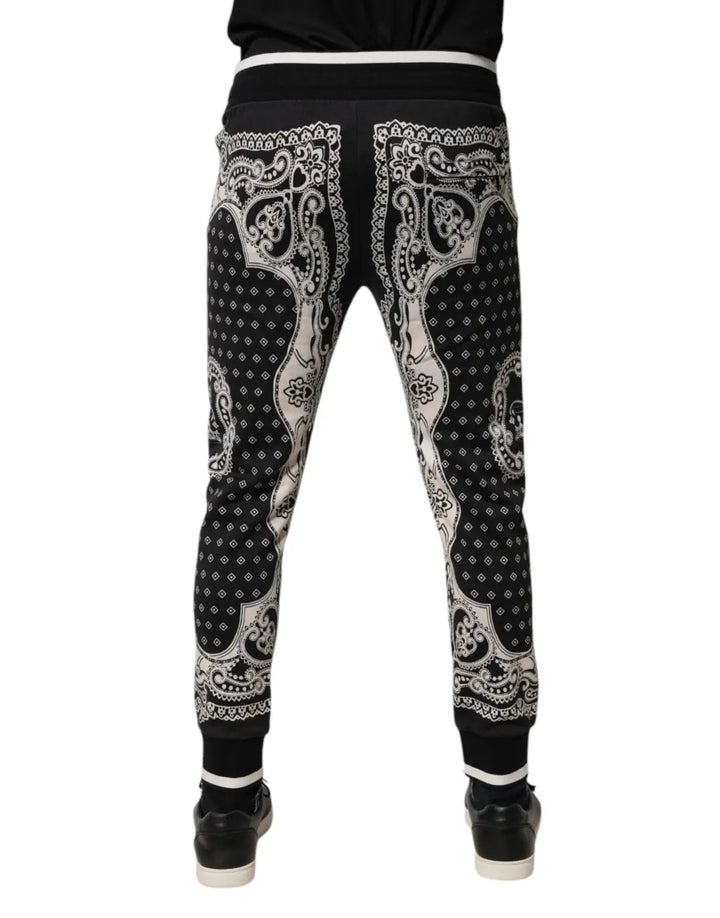 Dolce &amp; Gabbana Black Cotton Bandana Jogger Sweatpants Pants