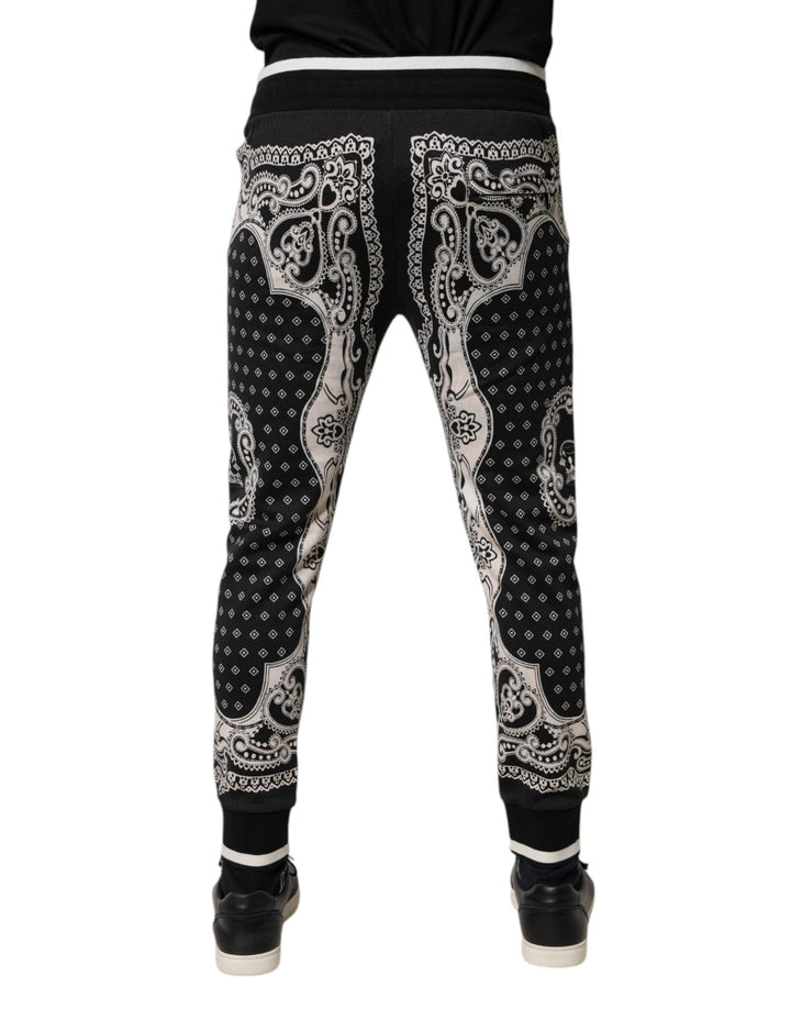 Dolce &amp; Gabbana Black Cotton Bandana Jogger Sweatpants Pants