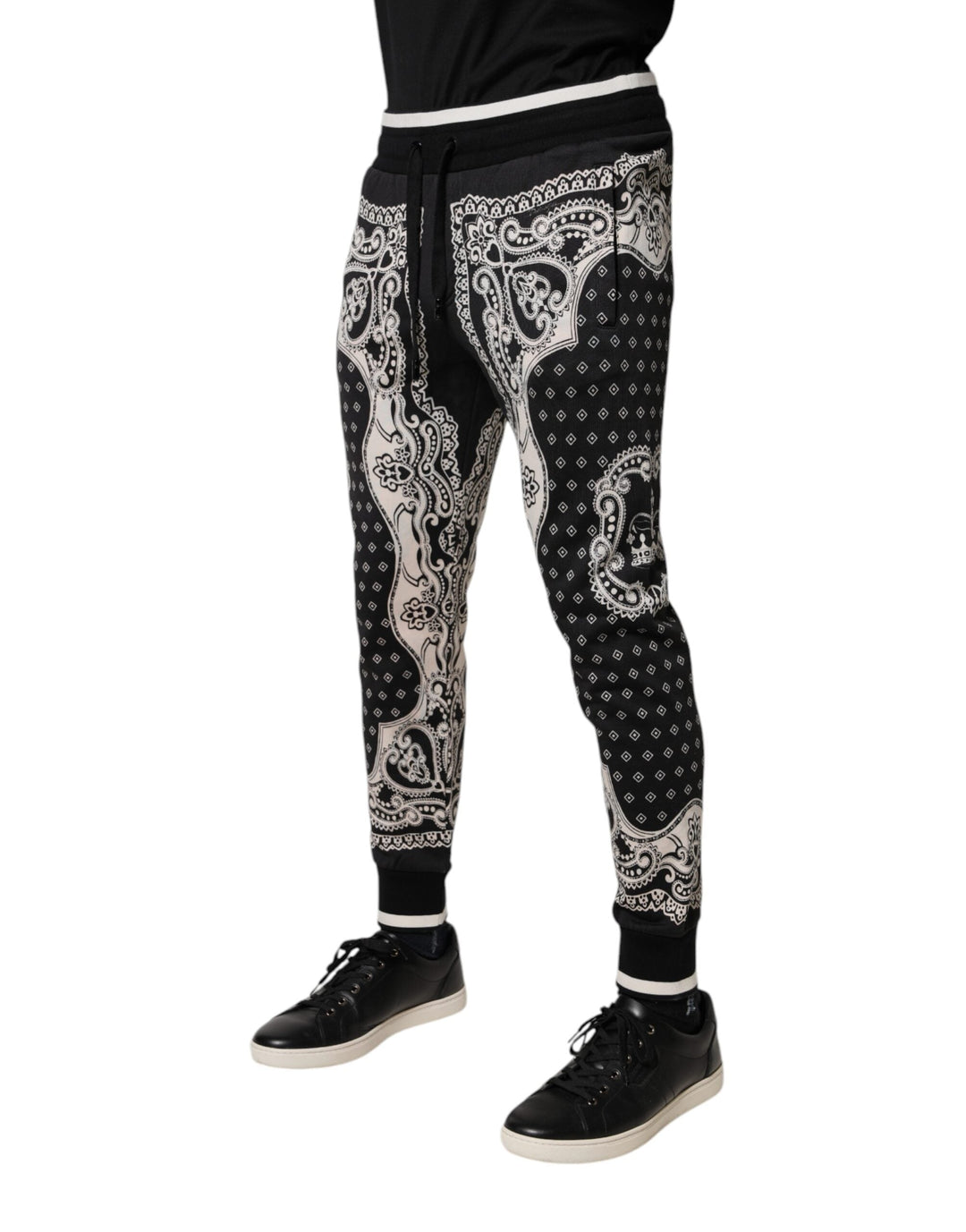 Dolce &amp; Gabbana Black Cotton Bandana Jogger Sweatpants Pants