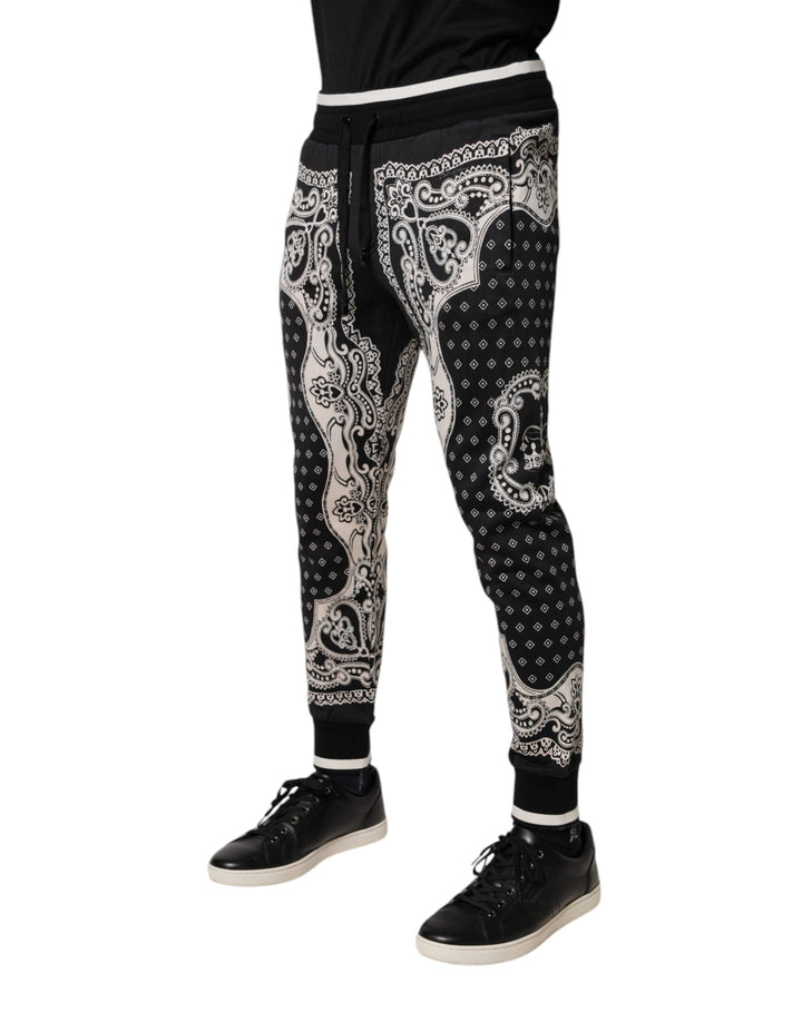 Dolce &amp; Gabbana Black Cotton Bandana Jogger Sweatpants Pants