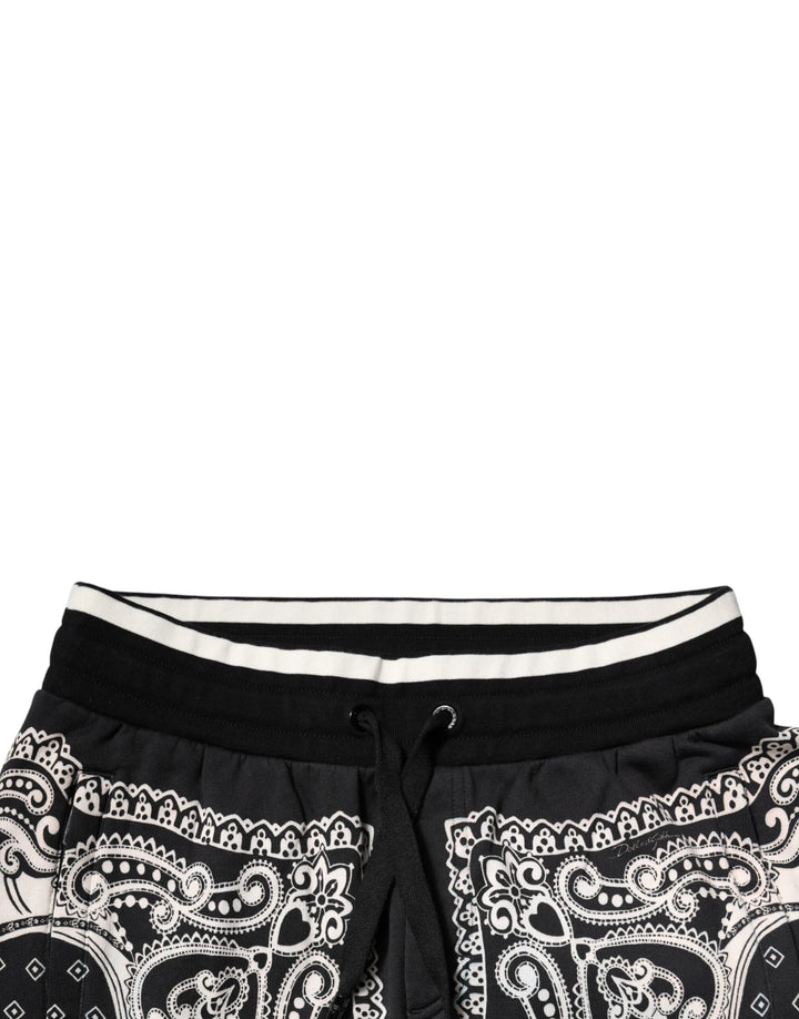 Dolce &amp; Gabbana Black Cotton Bandana Jogger Sweatpants Pants
