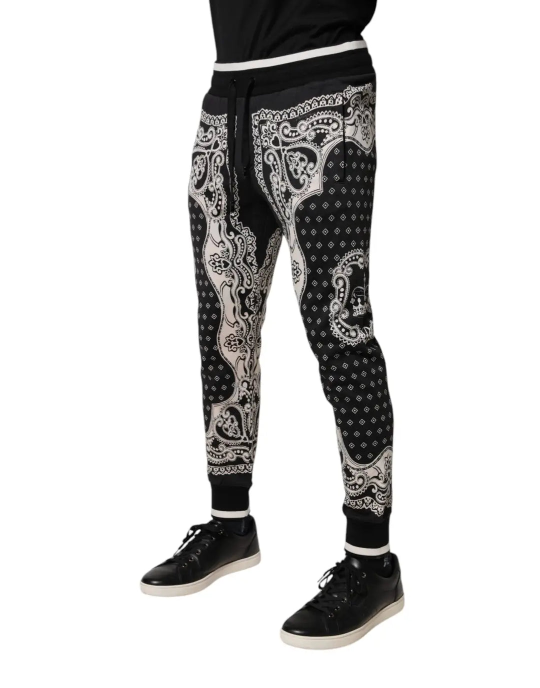 Dolce &amp; Gabbana Black Cotton Bandana Jogger Sweatpants Pants