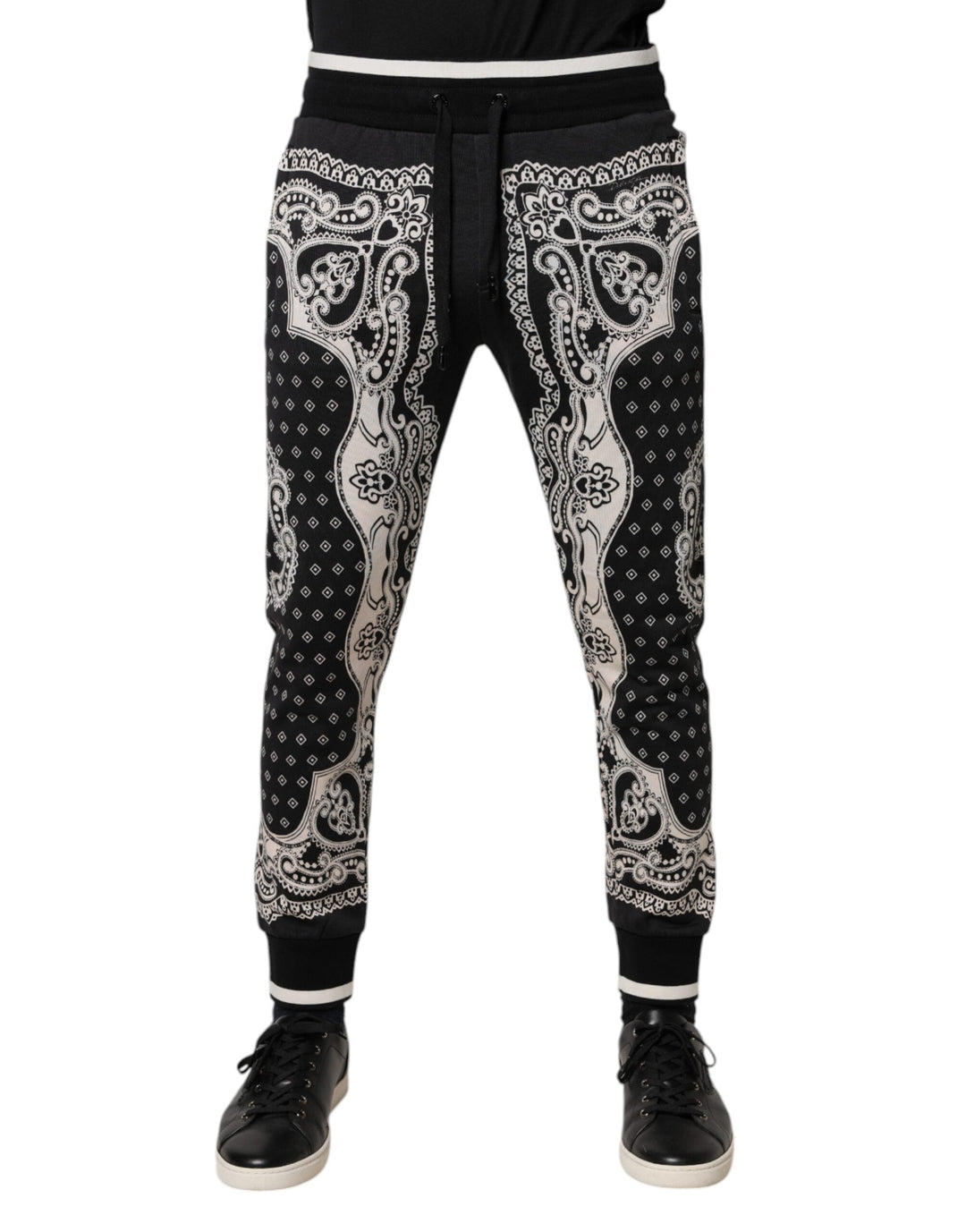 Dolce &amp; Gabbana Black Cotton Bandana Jogger Sweatpants Pants