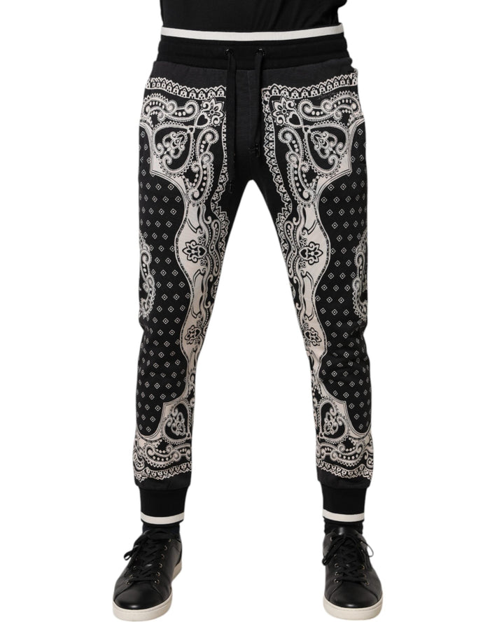 Dolce &amp; Gabbana Black Cotton Bandana Jogger Sweatpants Pants