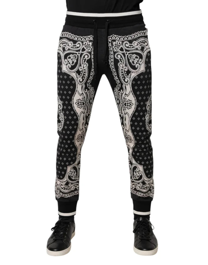 Dolce & Gabbana Black Cotton Bandana Jogger Sweatpants Pants