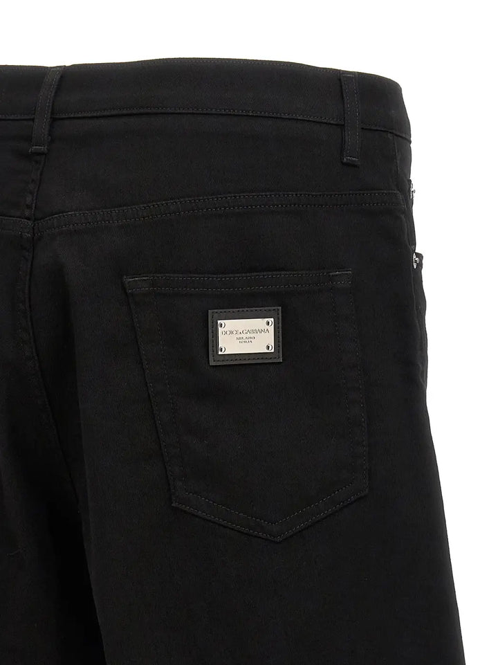 Dolce &amp; Gabbana Black Cotton Bermuda Shorts
