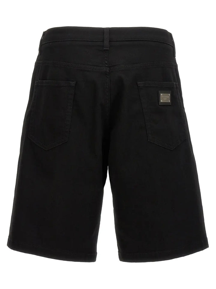 Dolce &amp; Gabbana Black Cotton Bermuda Shorts