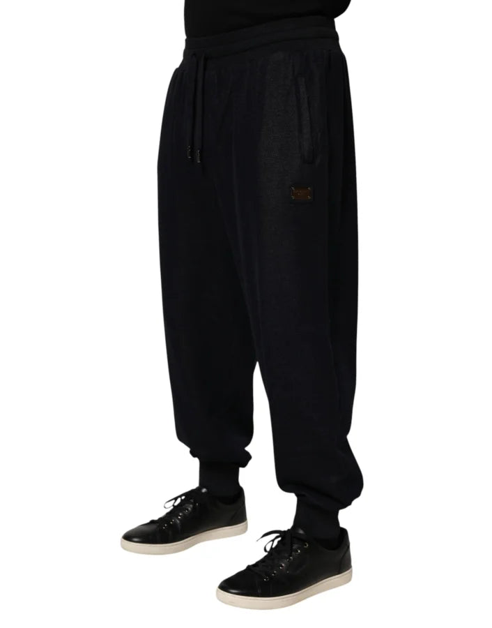 Dolce & Gabbana Black Cotton Blend Drawstring Jogger Pants