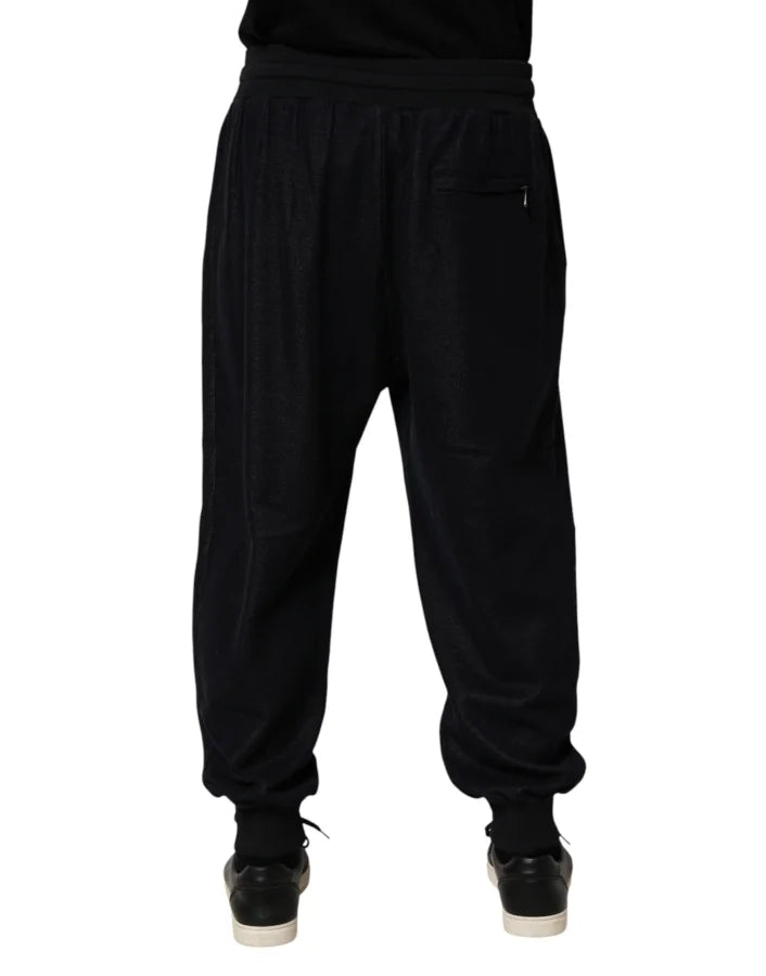 Dolce & Gabbana Black Cotton Blend Drawstring Jogger Pants
