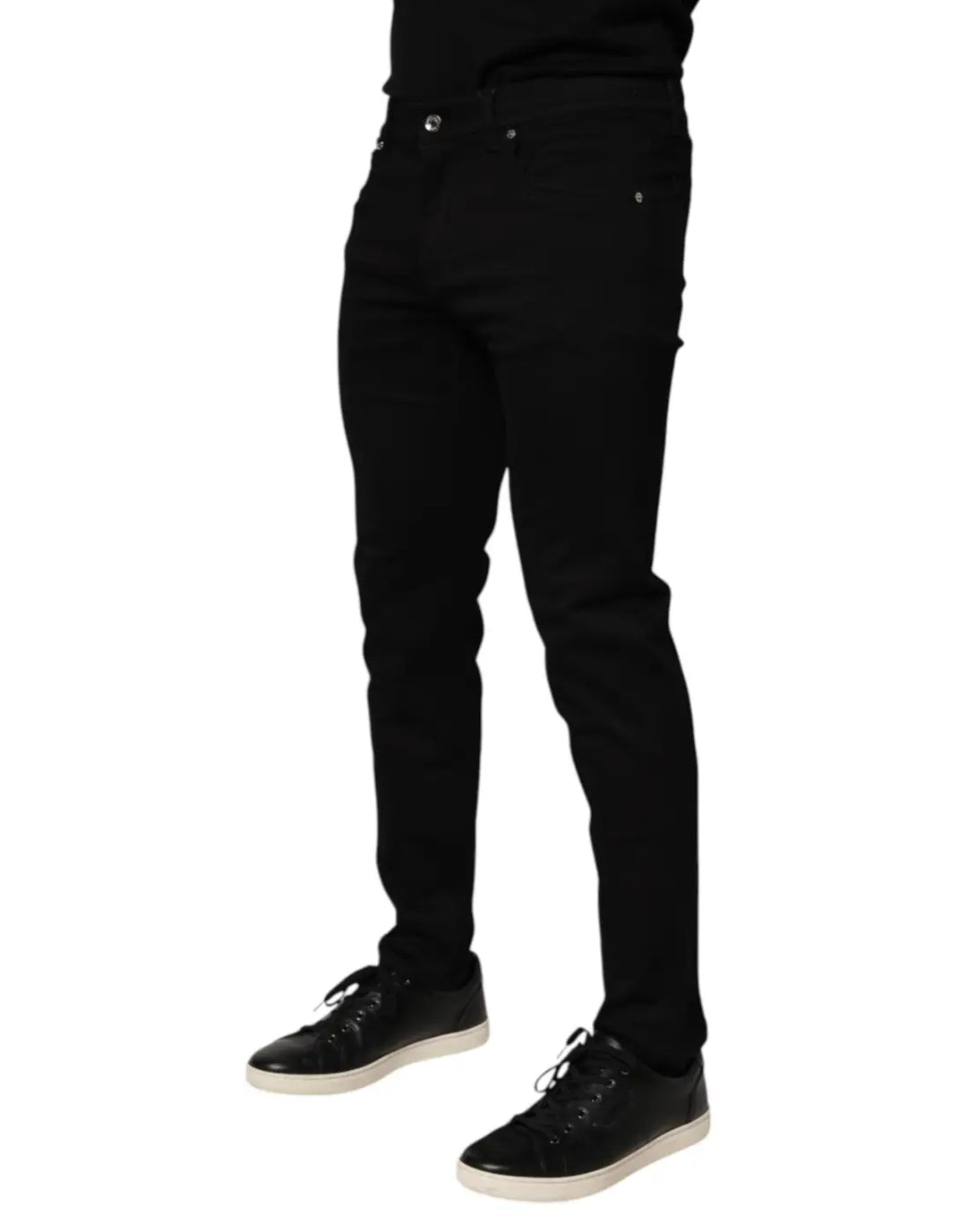 Dolce &amp; Gabbana Black Cotton Blend Skinny Men Trouser Pants