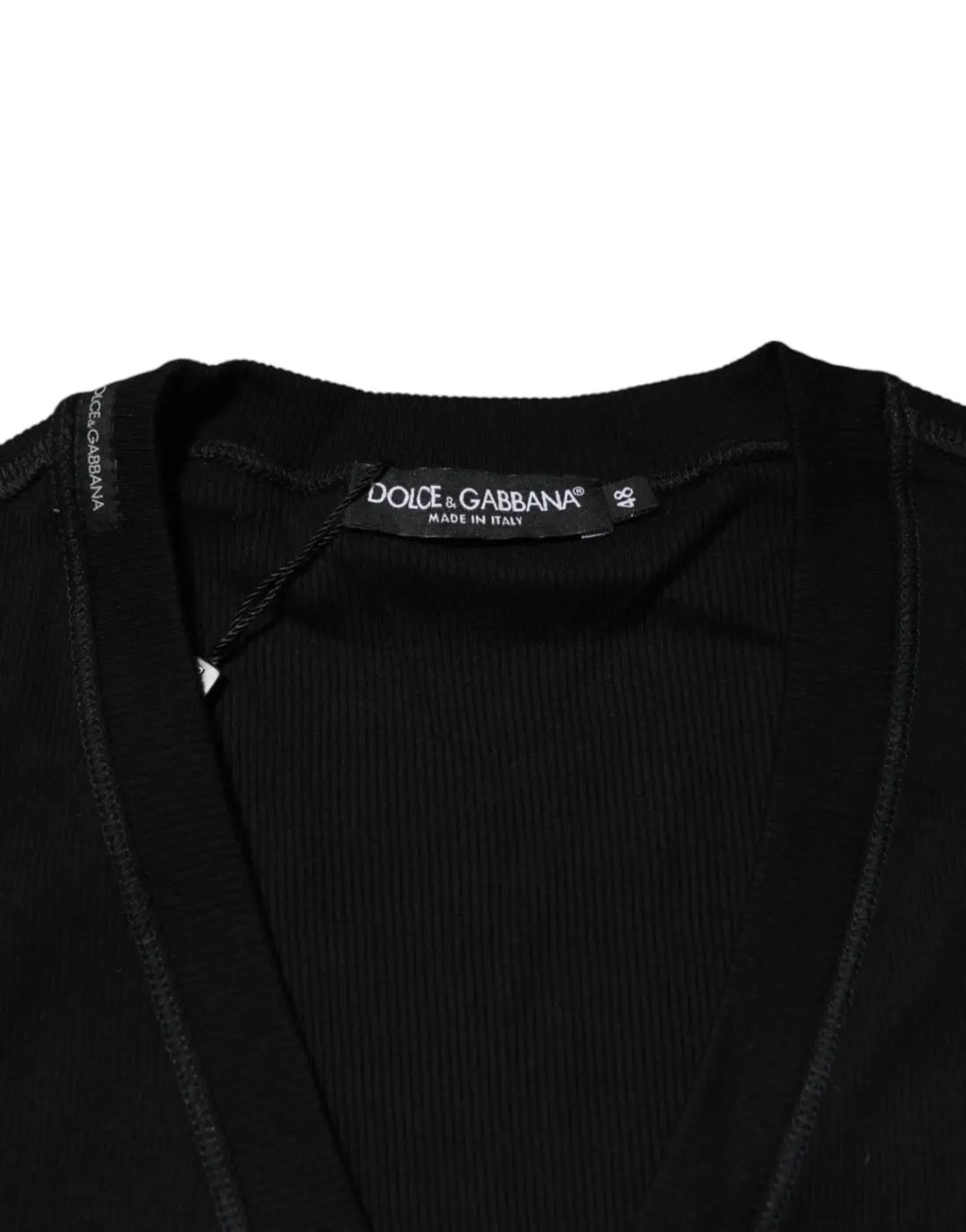 Dolce &amp; Gabbana Black Cotton Button Up Men Cardigan Sweater