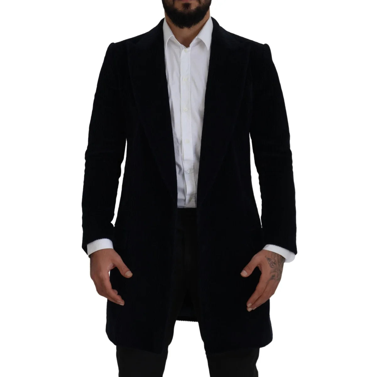 Dolce & Gabbana Black Cotton Cardigan Long Coat Men Jacket