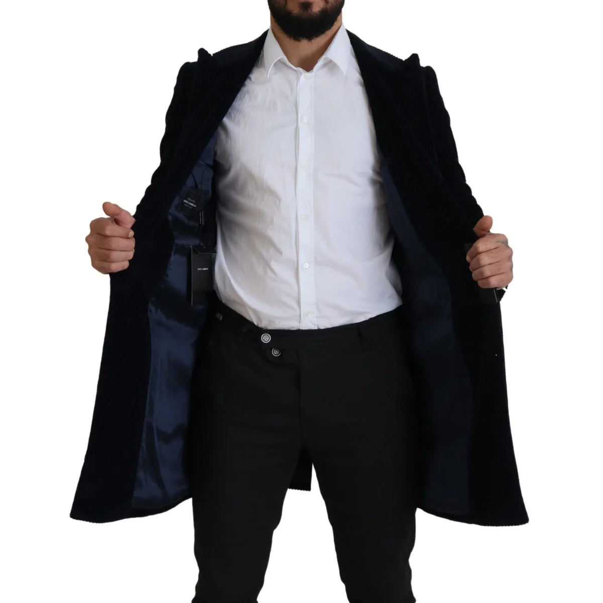 Dolce & Gabbana Black Cotton Cardigan Long Coat Men Jacket