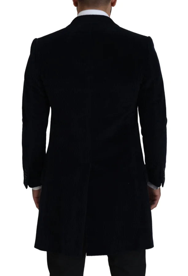 Dolce & Gabbana Black Cotton Cardigan Long Coat Men Jacket