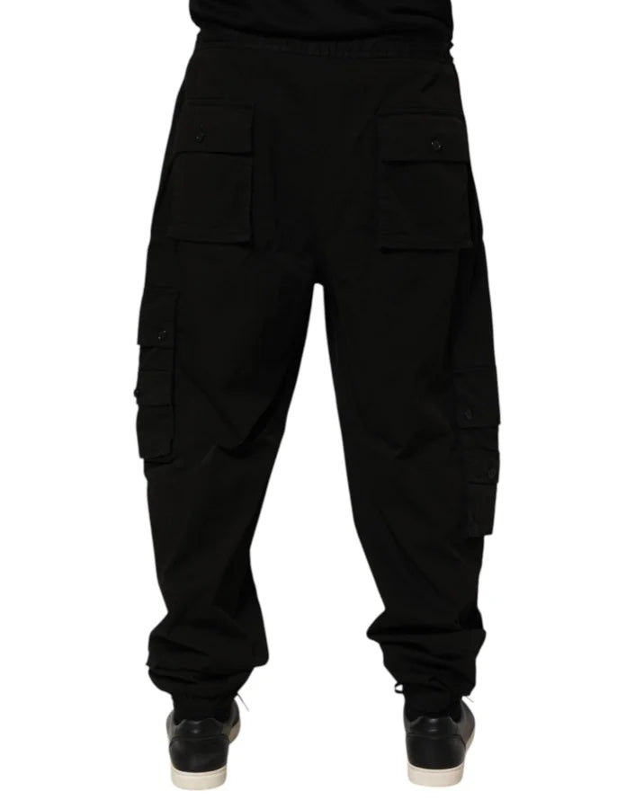 Dolce & Gabbana Black Cotton Cargo Jogger Sweatpants Pants