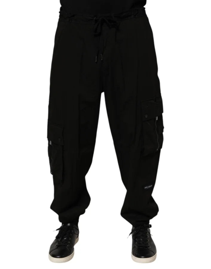 Dolce & Gabbana Black Cotton Cargo Jogger Sweatpants Pants