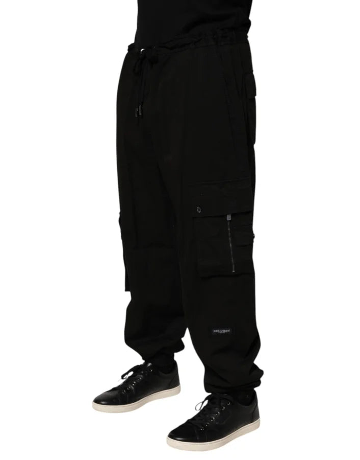 Dolce & Gabbana Black Cotton Cargo Jogger Sweatpants Pants