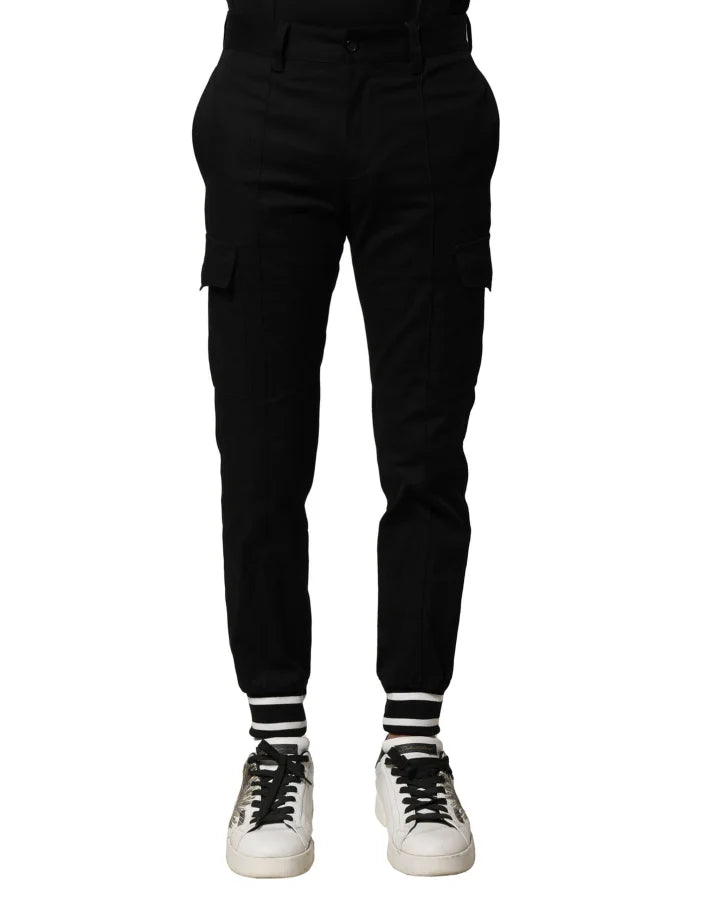 Dolce & Gabbana Black Cotton Cargo Joggers Men Pants