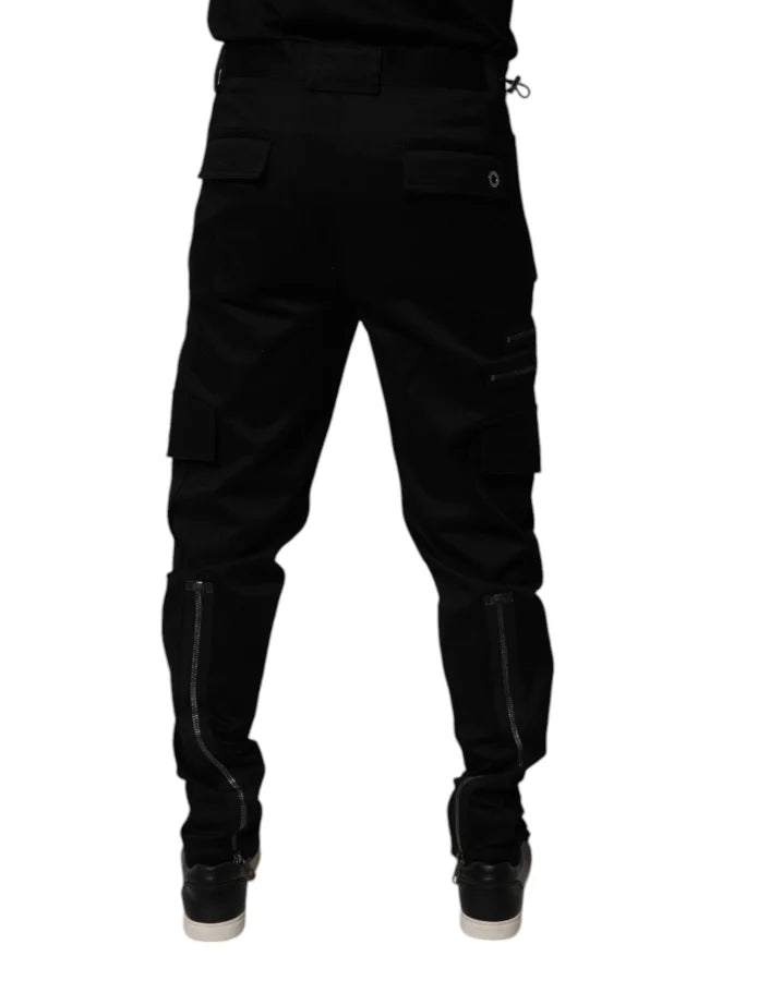 Dolce & Gabbana Black Cotton Cargo Tapered Pants