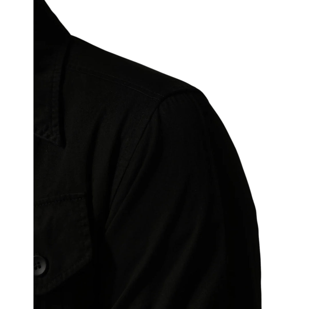 Dolce & Gabbana Black Cotton Collared Men Button Down Shirt