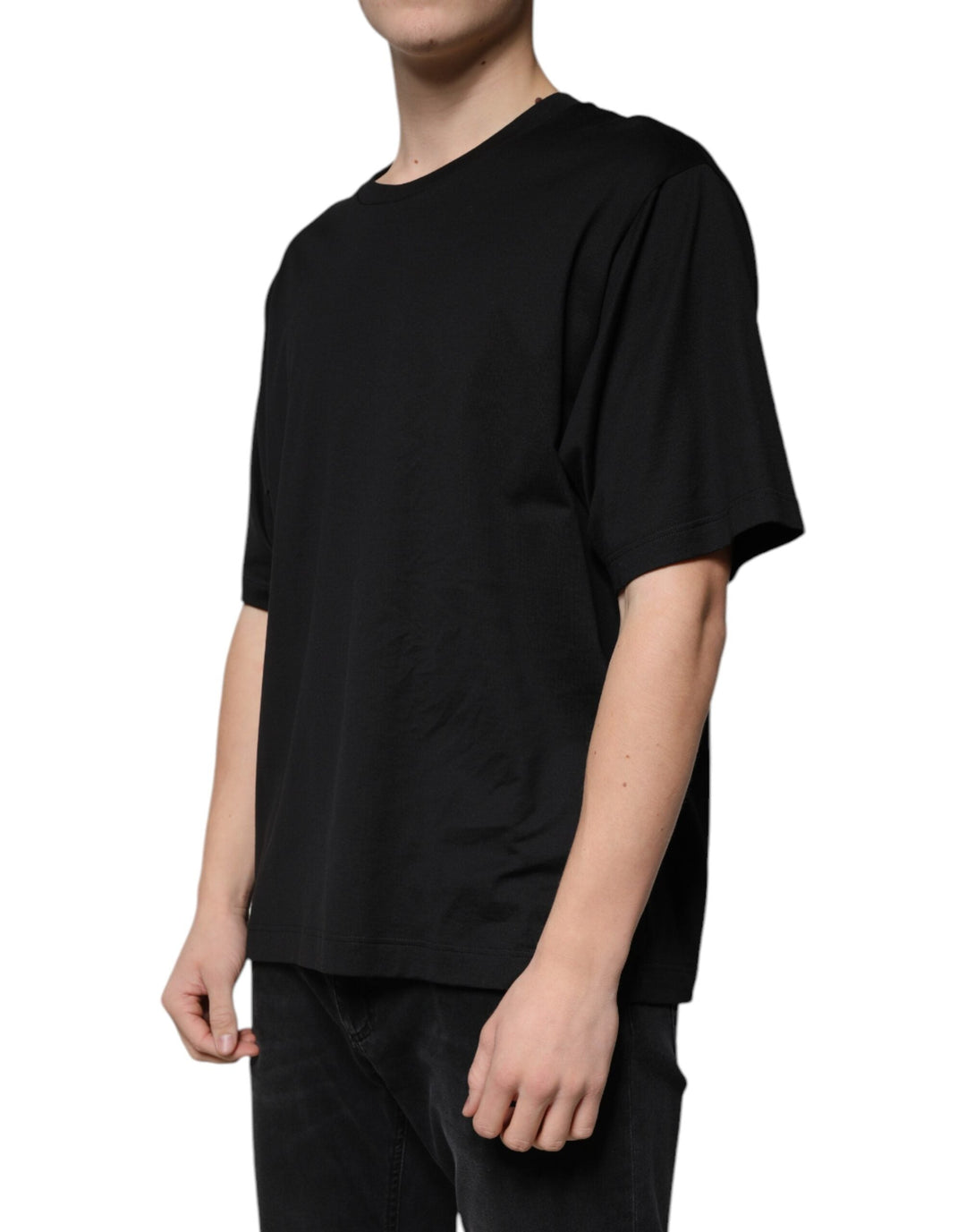 Dolce &amp; Gabbana Black Cotton Crew Neck Short Sleeves T-shirt