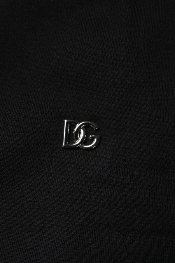 Dolce & Gabbana Black Cotton Crew Neck Sweatshirt Sweater