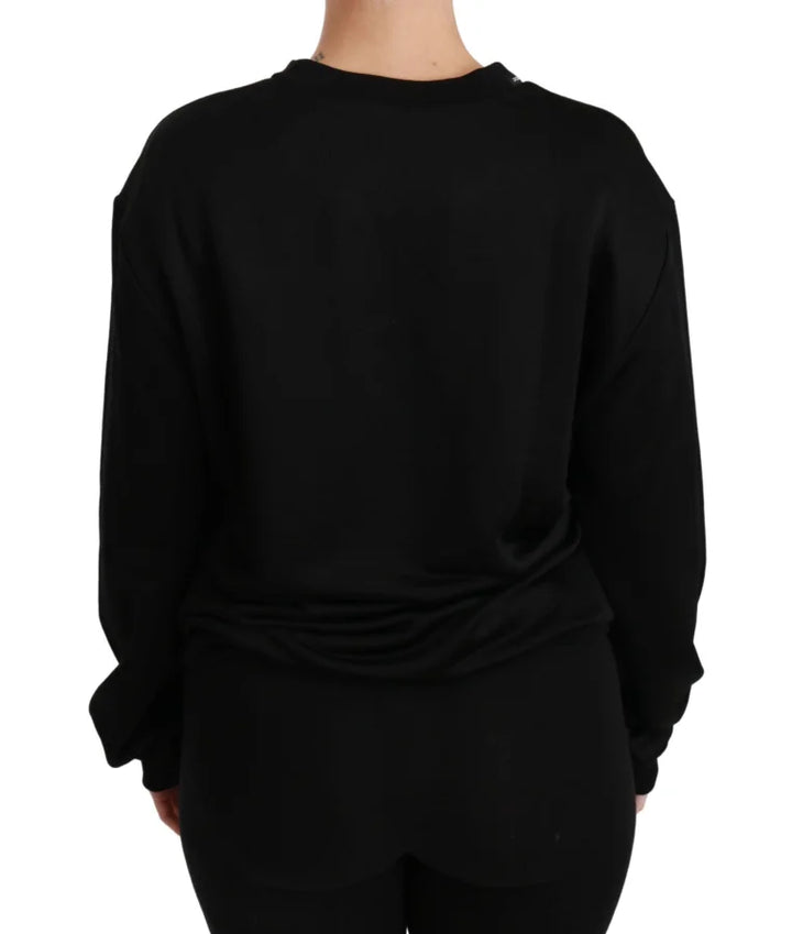 Dolce & Gabbana Black Cotton Crewneck Pullover Sweater