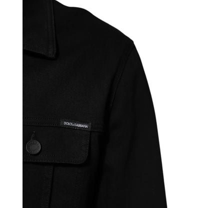 Dolce & Gabbana Black Cotton Denim Stretch Giubbotto Jacket