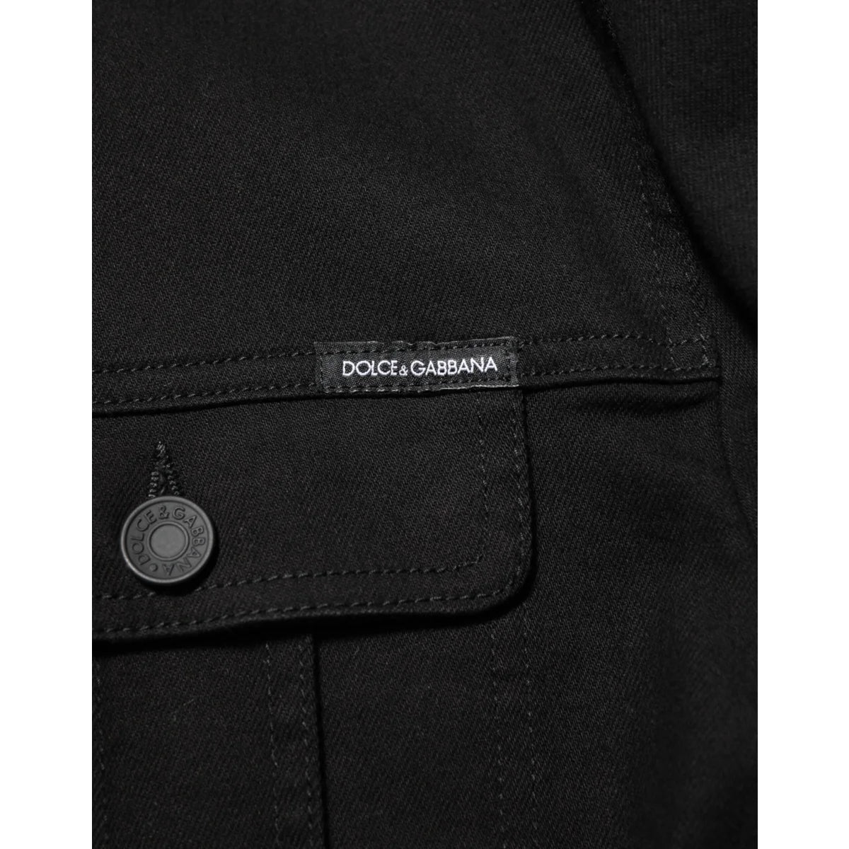 Dolce & Gabbana Black Cotton Denim Stretch Giubbotto Jacket