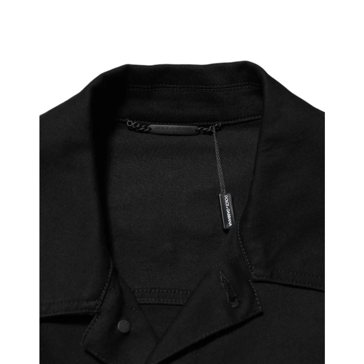 Dolce & Gabbana Black Cotton Denim Stretch Giubbotto Jacket