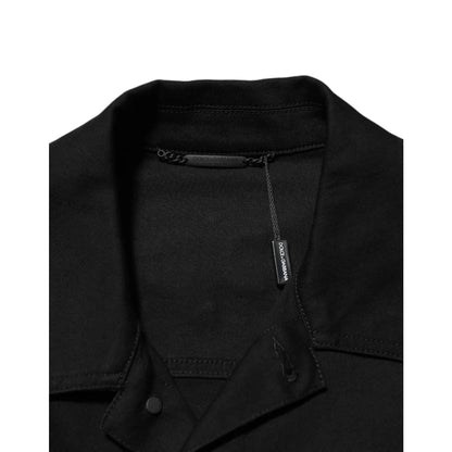 Dolce & Gabbana Black Cotton Denim Stretch Giubbotto Jacket