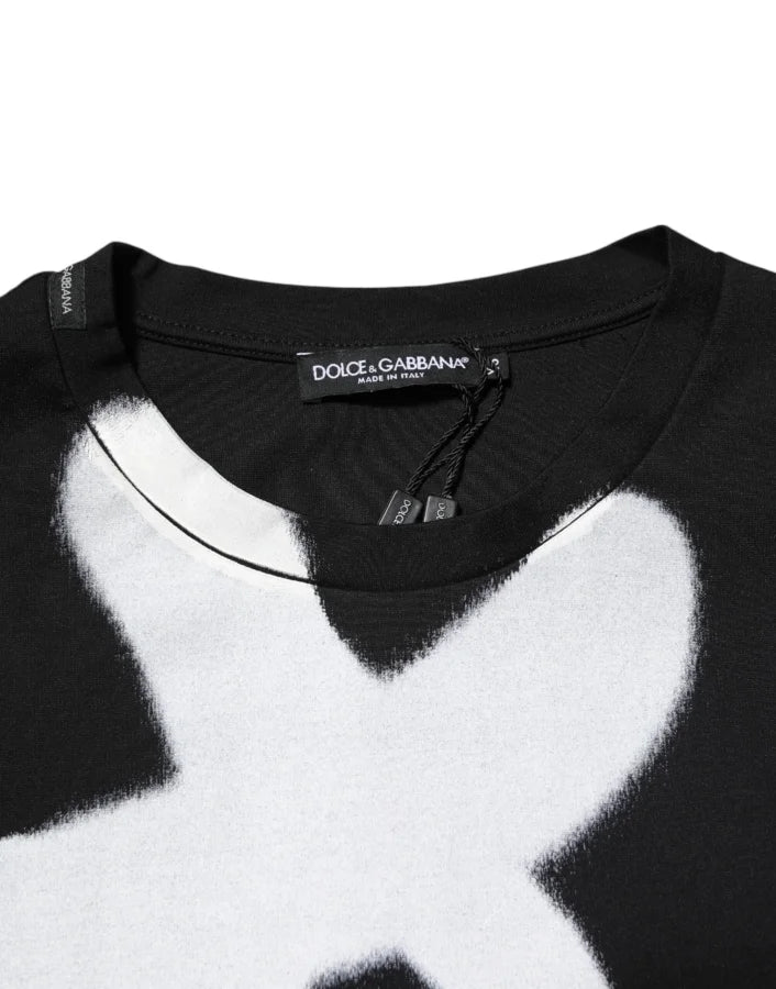 Dolce & Gabbana Black Cotton DG Logo Graffiti Short Sleeve T-shirt