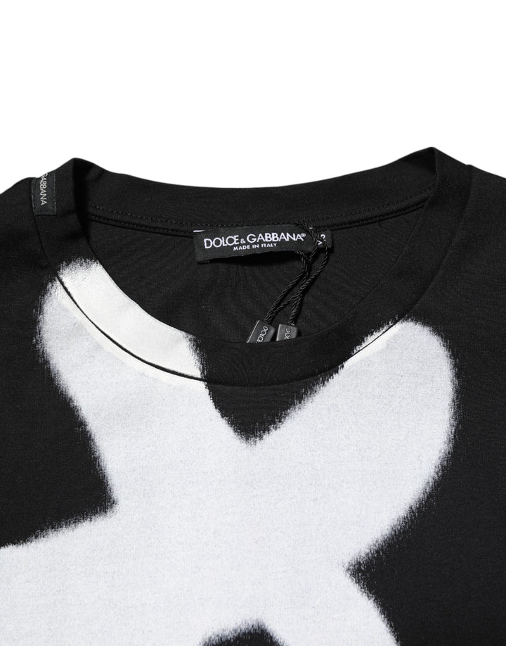 Dolce &amp; Gabbana Black Cotton Dg Logo Graffiti Short Sleeve T-shirt