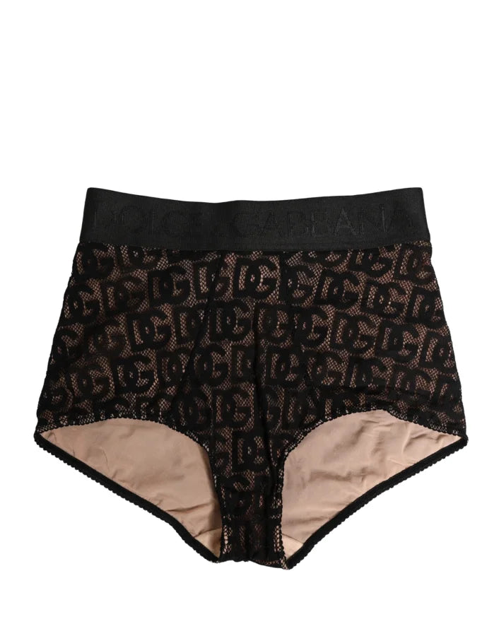 Dolce & Gabbana Black Cotton DG Logo High Waist Girdle Underwear