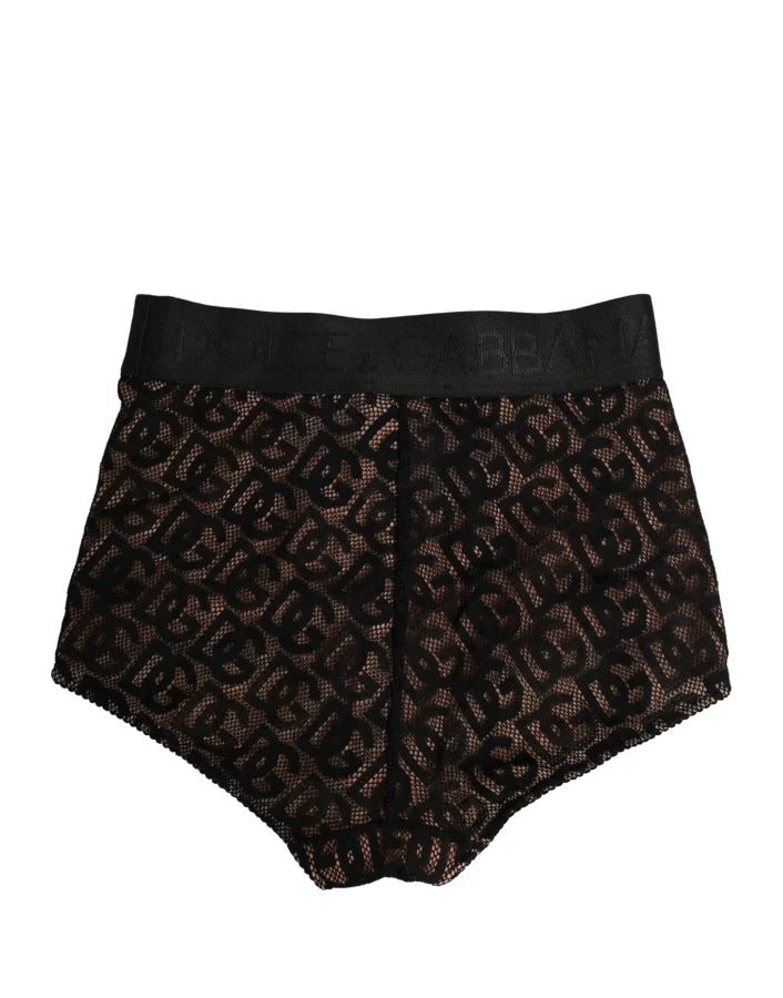 Dolce &amp; Gabbana Black Cotton DG Logo High Waist Girdle Underwear