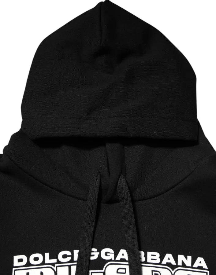 Dolce &amp; Gabbana Black Cotton DG Milano Logo Print Hoodie Sweater