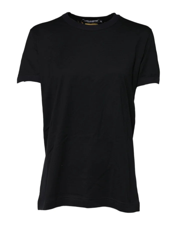 Dolce & Gabbana Black Cotton DG Print Short Sleeve Top T-shirt
