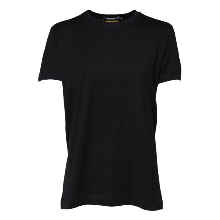 Dolce & Gabbana Black Cotton DG Print Short Sleeve Top T-shirt