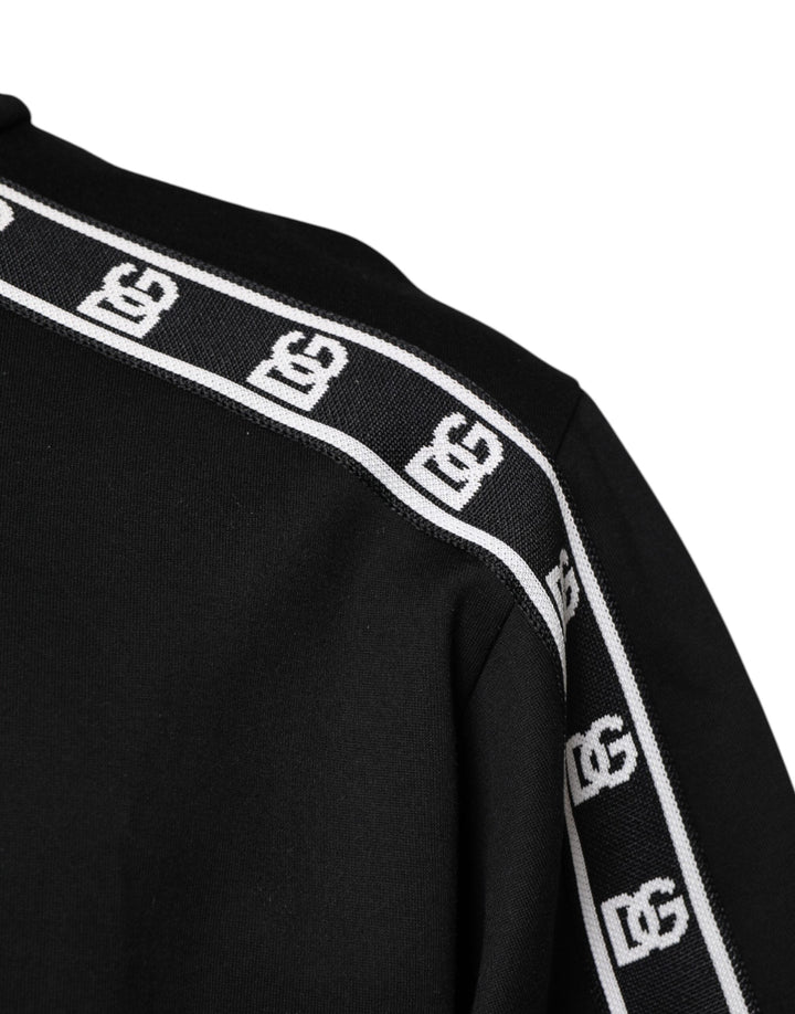 Dolce &amp; Gabbana Black Cotton Dg Print Turtleneck T-shirt