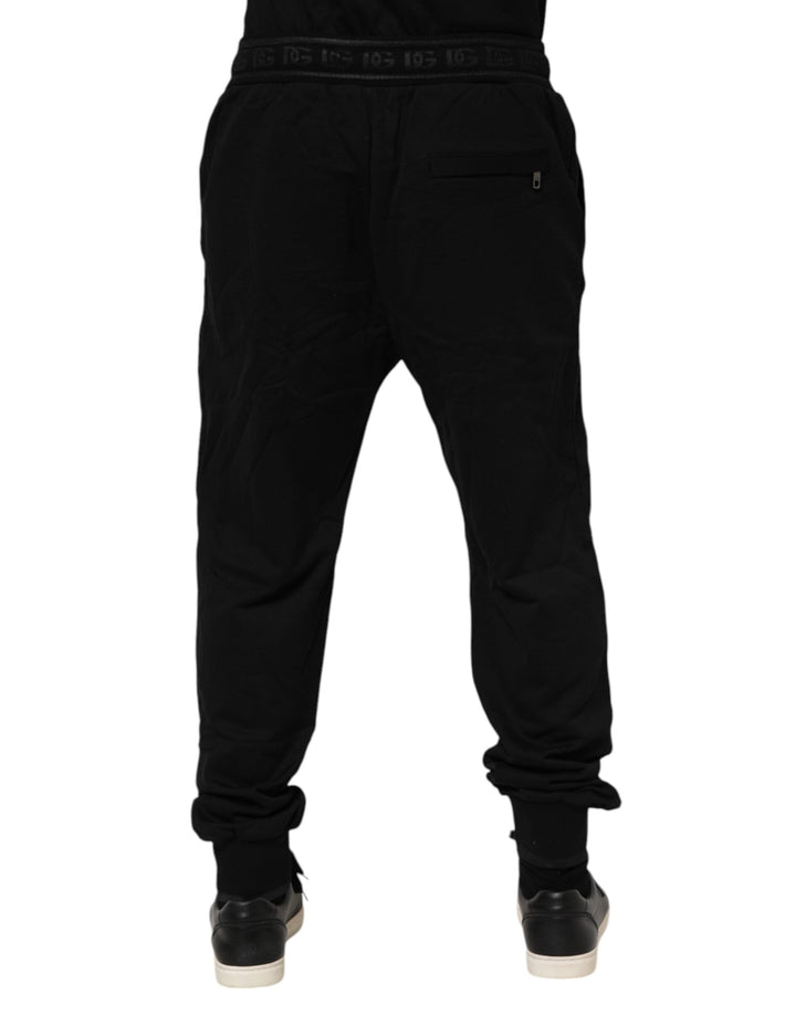 Dolce &amp; Gabbana Black Cotton Drawstring Jogger Pants