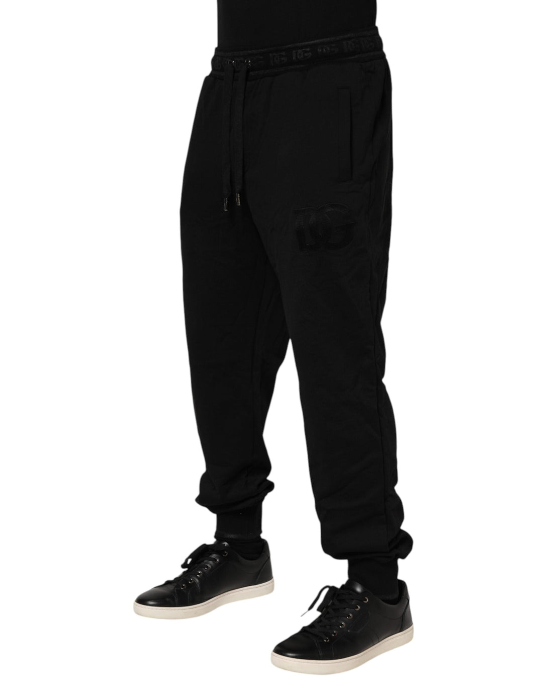 Dolce &amp; Gabbana Black Cotton Drawstring Jogger Pants