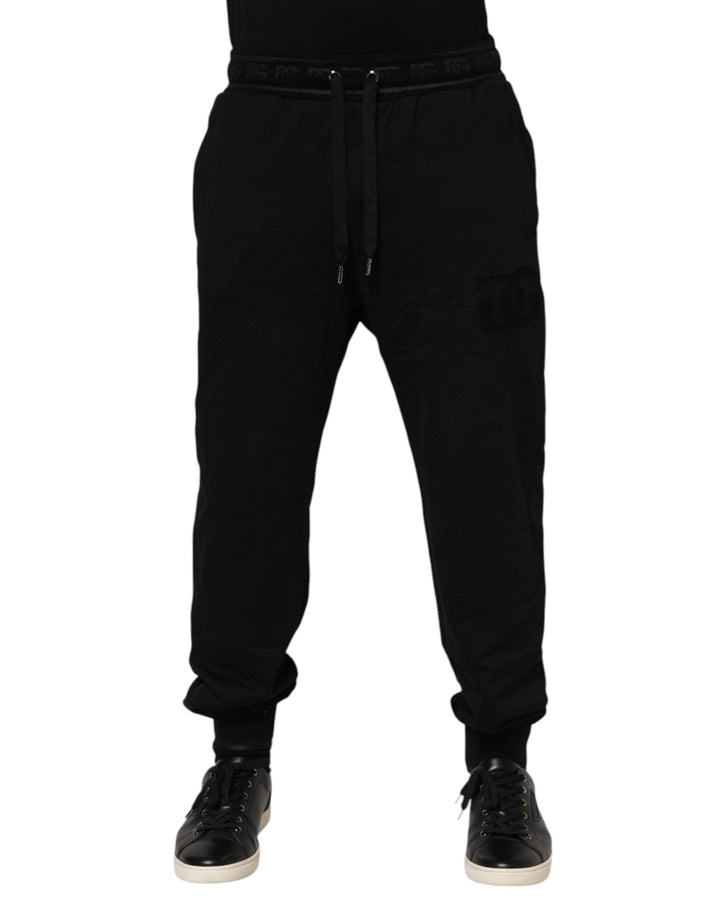 Dolce &amp; Gabbana Black Cotton Drawstring Jogger Pants