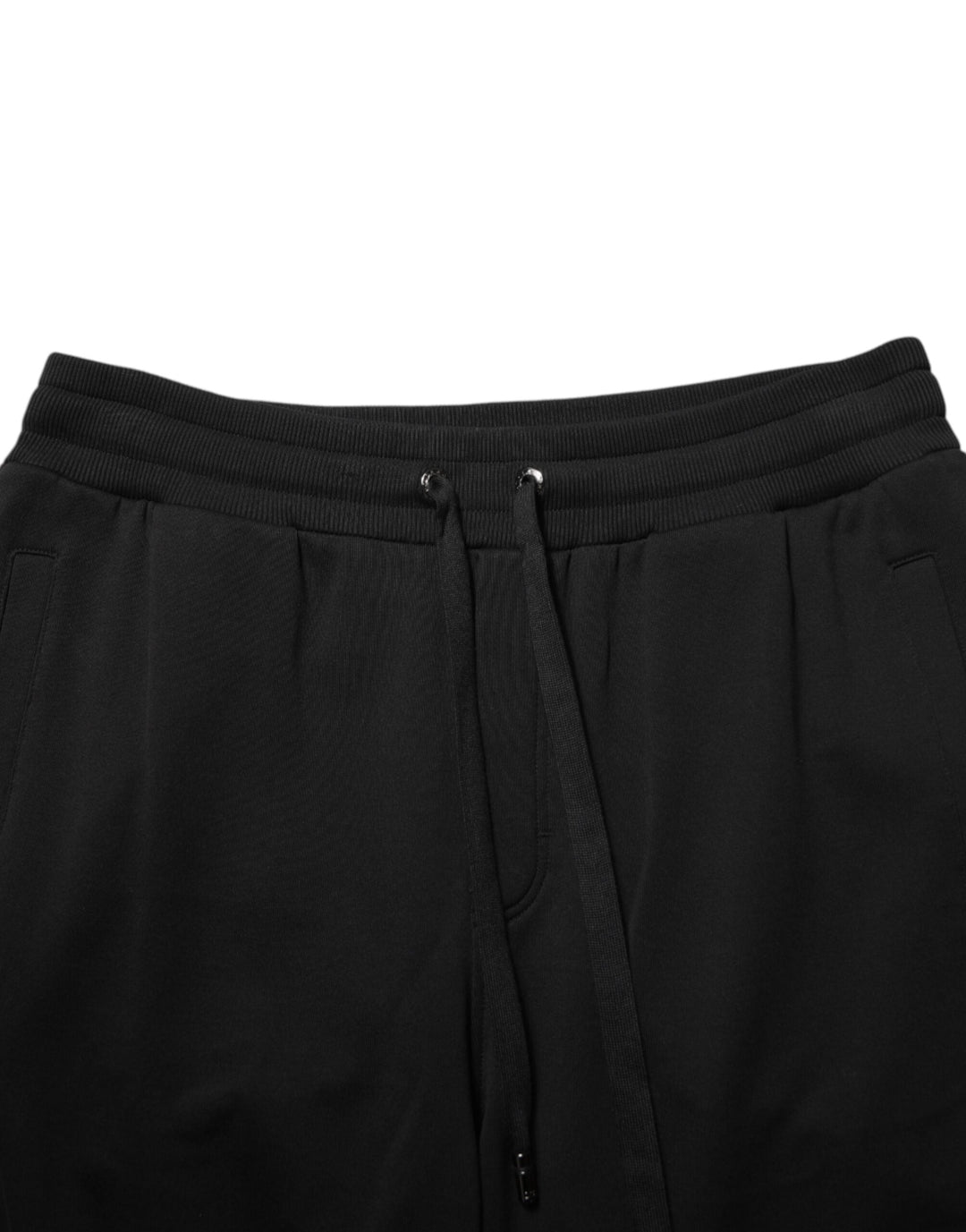 Dolce &amp; Gabbana Black Cotton Drawstring Logo Sweatpants Pants