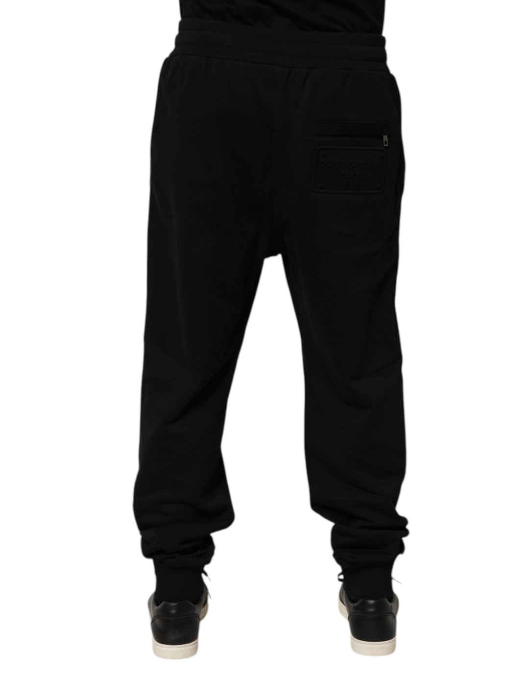 Dolce &amp; Gabbana Black Cotton Drawstring Logo Sweatpants Pants
